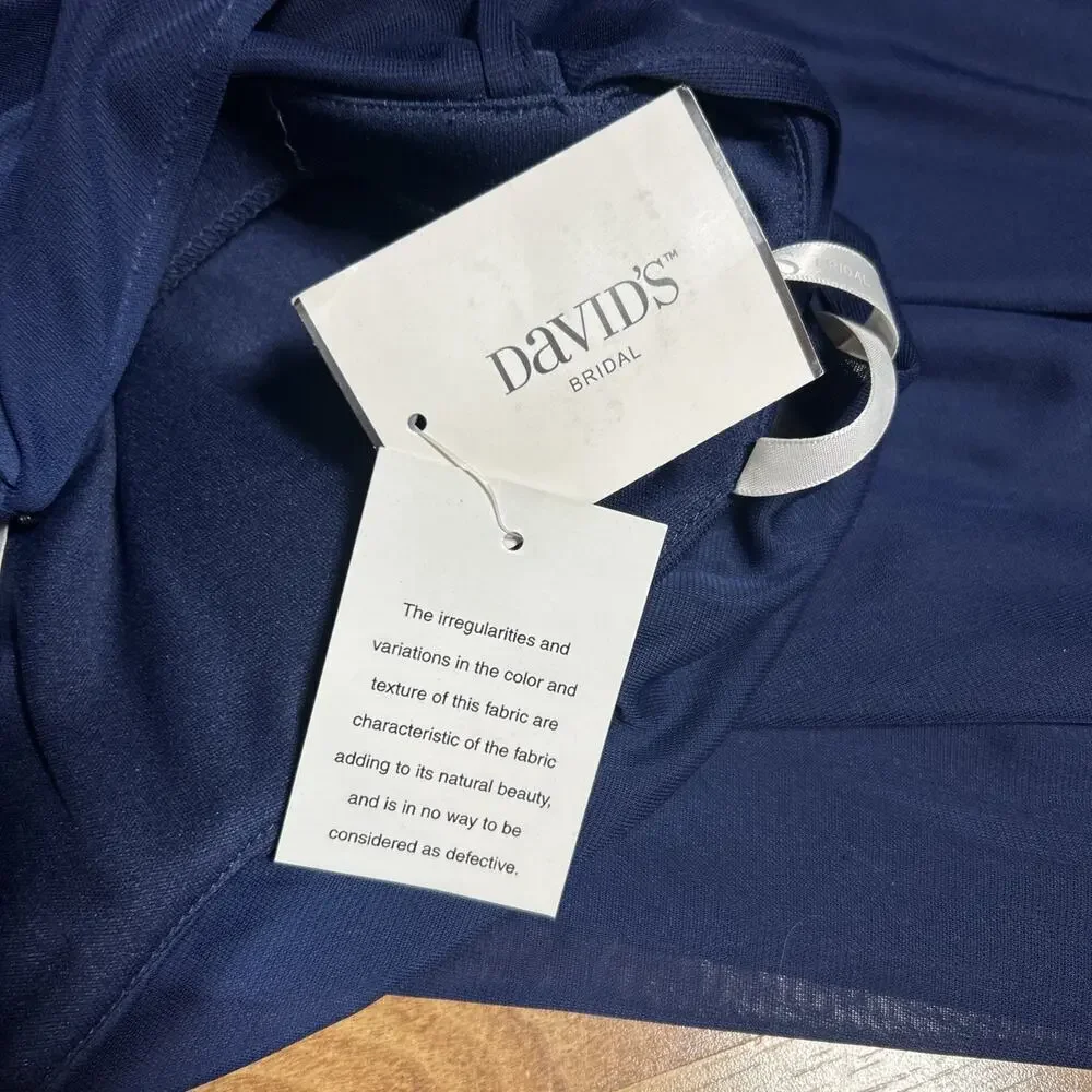 davids bridal dress Women’s Sz 0 Mesh One Shoulder Marine Blue Dress NWT Classic - Picture 11 of 13